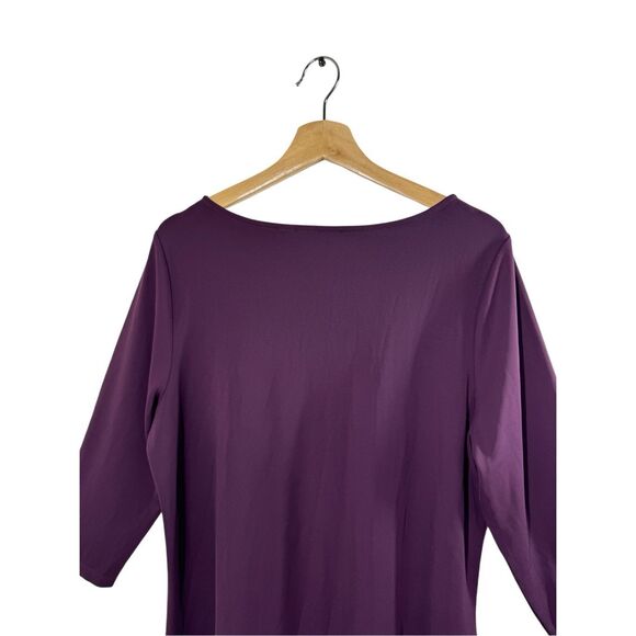 NWOT Susan Graver Purple 3/4 Sleeve Tunic Blouse Size L Velvet Asymmetrical Hem - Picture 9 of 9